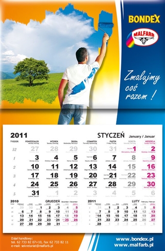 Kalendarz bondex - Agencja Reklamowa ImagoArt.pl