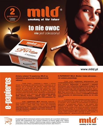 Reklama do prasy Mild Pure - elektroniczne papierosy - Agencja Reklamowa ImagoArt.pl