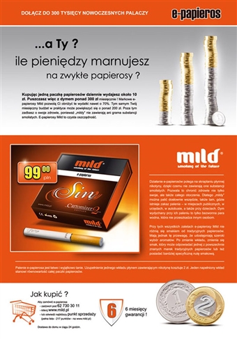 Reklama do prasy mild Sin- elektroniczne papierosy - Agencja Reklamowa ImagoArt.pl
