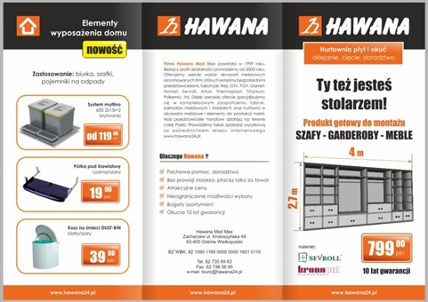 Prospekt dla firmy Hawana - akcesoria meblarskie  - Agencja Reklamowa ImagoArt.pl