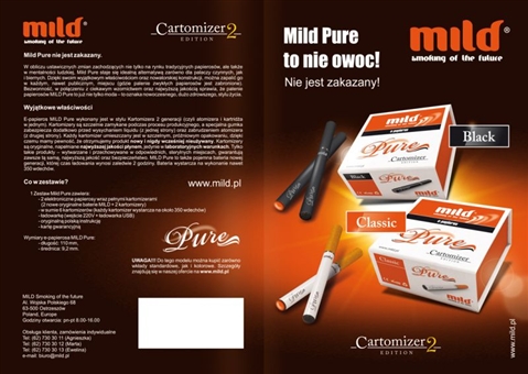 Prospekt dla marki Mild Pure- elektroniczne papierosy - Agencja Reklamowa ImagoArt.pl