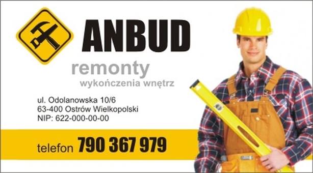 Wizytówka dla firmy Anbud - remonty - Agencja Reklamowa ImagoArt.pl
