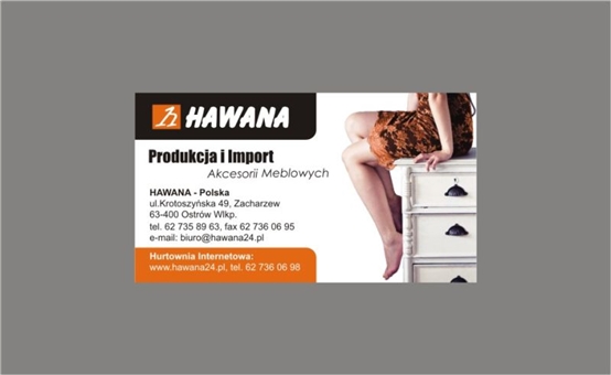 Wizytówka dla firmy Hawana  - akcesoria meblowe - Agencja Reklamowa ImagoArt.pl