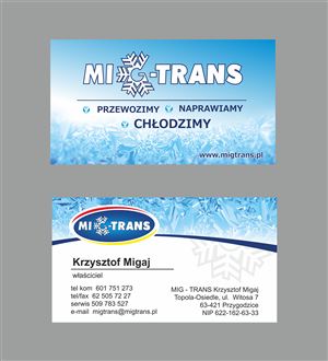 Wizytówka dla firmy Mig-Trans - Agencja Reklamowa ImagoArt.pl