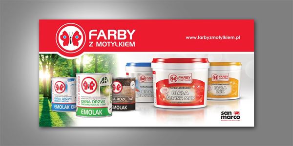 Baner zewnętrzny dla firmy Farby z Motylkiem- Agencja Reklamowa ImagoArt.pl