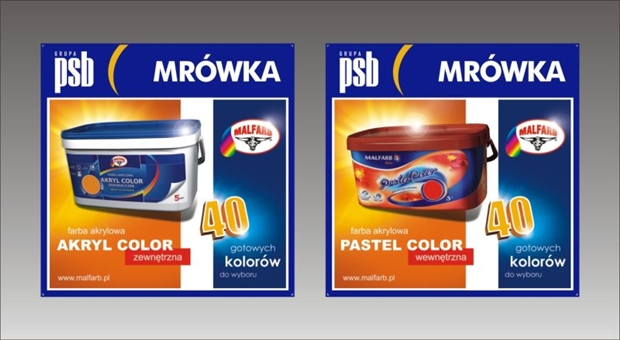 Baner zewnętrzny dla firmy grupa PSB Mrówka - farby - Agencja Reklamowa ImagoArt.pl